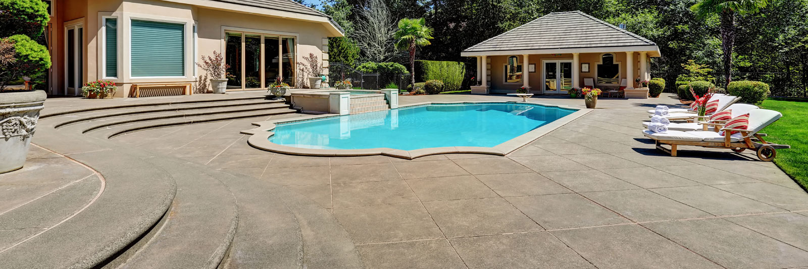 beautifully clean power washed pool and pool deck